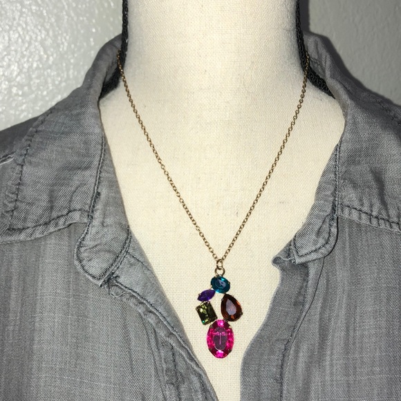 Multicolored Charm Gold Necklace - Picture 1 of 6